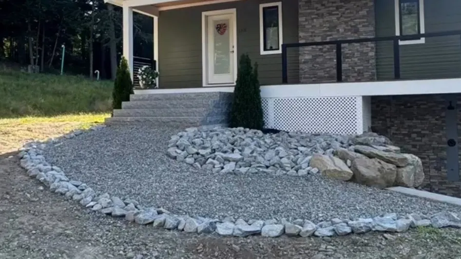 Alton gravel landscape in front of a house